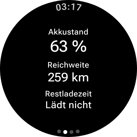 Akkustand, Reichweite und Restladezeit auf der Uhr-App