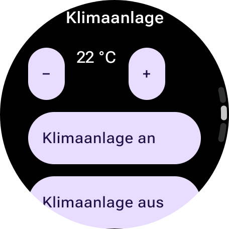 Klimaanlagen-Steuerung in der Fernsteuerung der Uhr-App